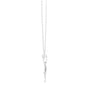 Round diamond evil eye pendant on a fine chain, silver-tone metal