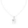 White gold evil eye pendant necklace with central eye charm and three teardrop dangles