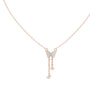 Butterfly diamond drop pendant on a rose gold chain with round stone detail