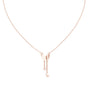 Butterfly diamond drop pendant on a rose gold chain with round stone top and drop