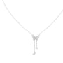 White gold butterfly round-stone drop pendant with two dangling charm shapes
