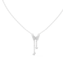 White gold butterfly round-stone drop pendant with two dangling charm shapes