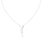 Butterfly diamond drop pendant on a white gold chain with round stone detail