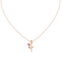 Round diamond tulip pendant on rose gold chain, centered botanical diamond motif