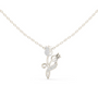 White gold botanical diamond pendant with round pavé center and leaf motif on chain