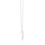 White gold round diamond tulip pendant on link chain, vertical view