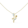 Gold botanical diamond pendant with round pavé center and leaf motif on chain