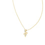 Yellow gold botanical pendant with round diamond and leaf motif on chain