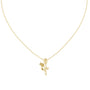 Yellow gold tulip-shaped diamond pendant with leaf details on chain