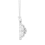 Diamond cluster pendant in white metal, side view with chain and round center stones