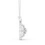 Diamond cluster pendant in white metal, side view with chain and round center stones