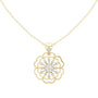 Yellow gold floral diamond cluster pendant with round center and openwork flower shape