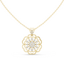 Yellow gold floral diamond cluster pendant with round center and openwork flower shape