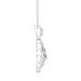 Silver-tone teardrop diamond pendant with paisley-style openwork drop on chain