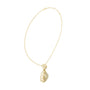 Yellow gold teardrop diamond pendant with paisley-style openwork on bead chain