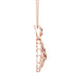 Rose gold diamond drop pendant side view with layered oval links and pavé detailing