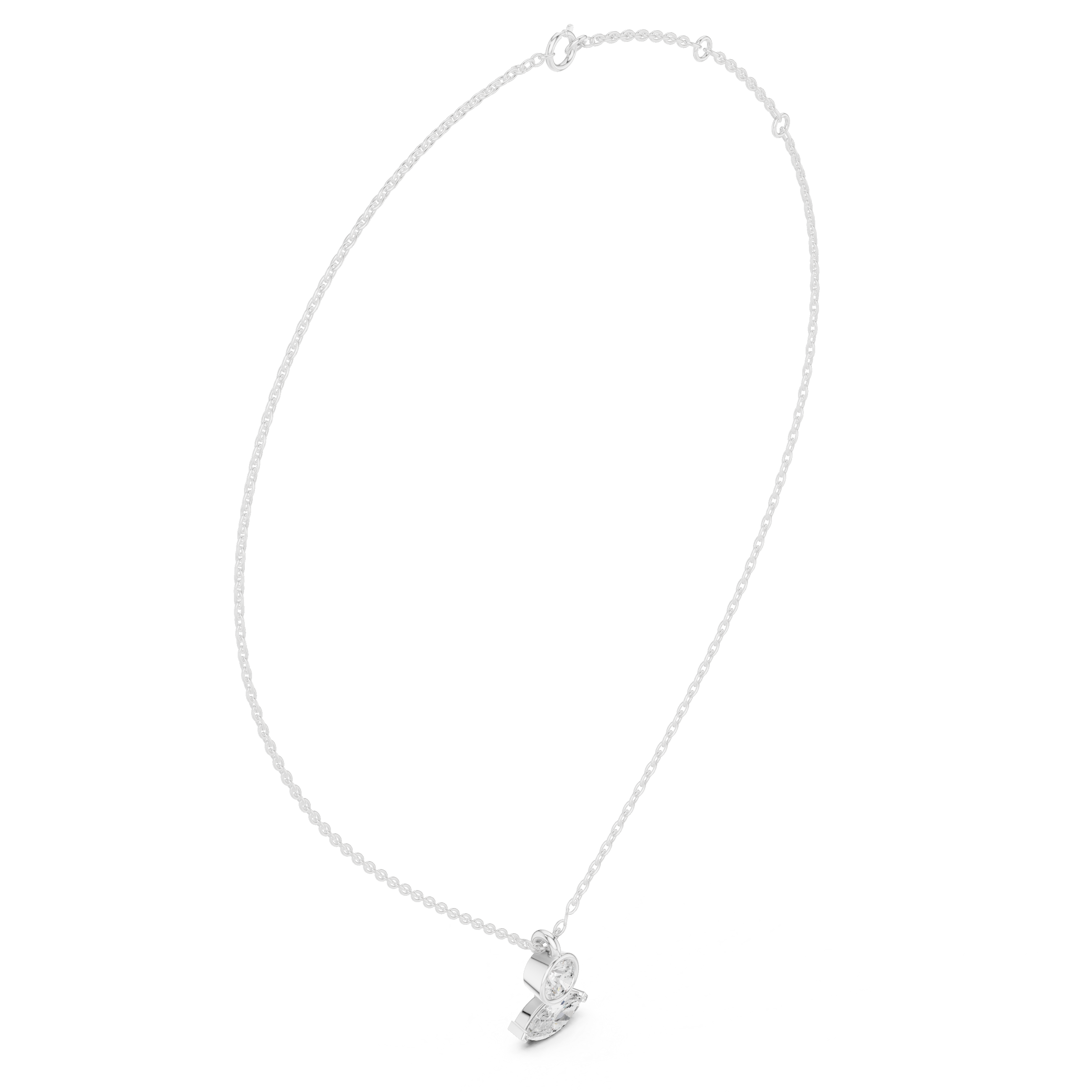 Marquise diamond drop pendant on white gold chain, close-up