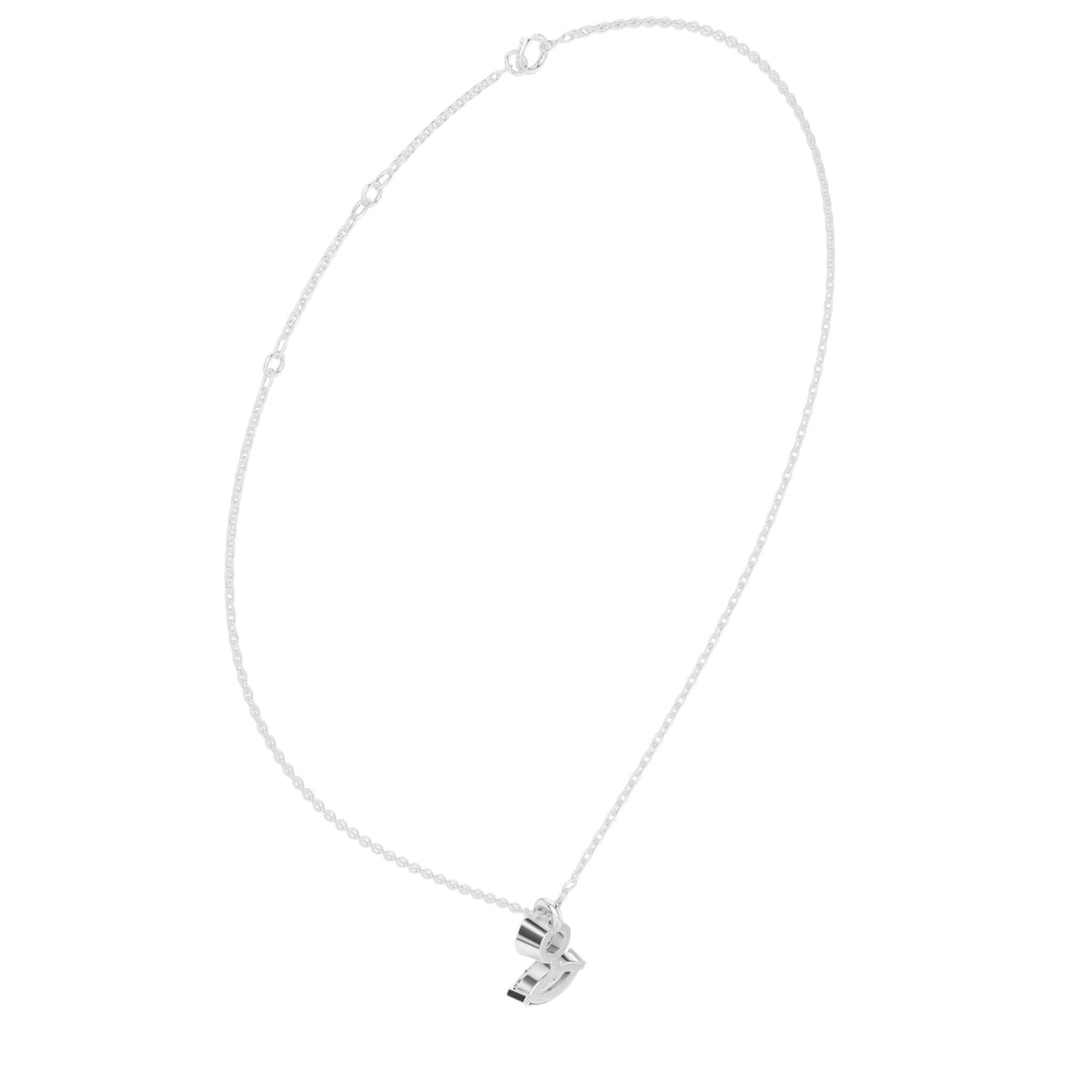 Marquise diamond drop pendant on white gold chain, close-up