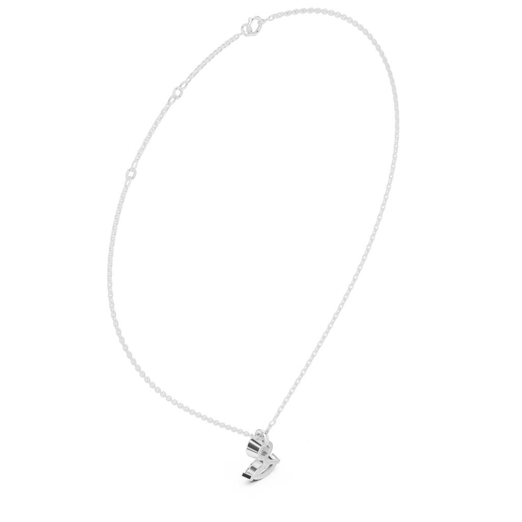 Marquise diamond drop pendant on white gold chain, close-up