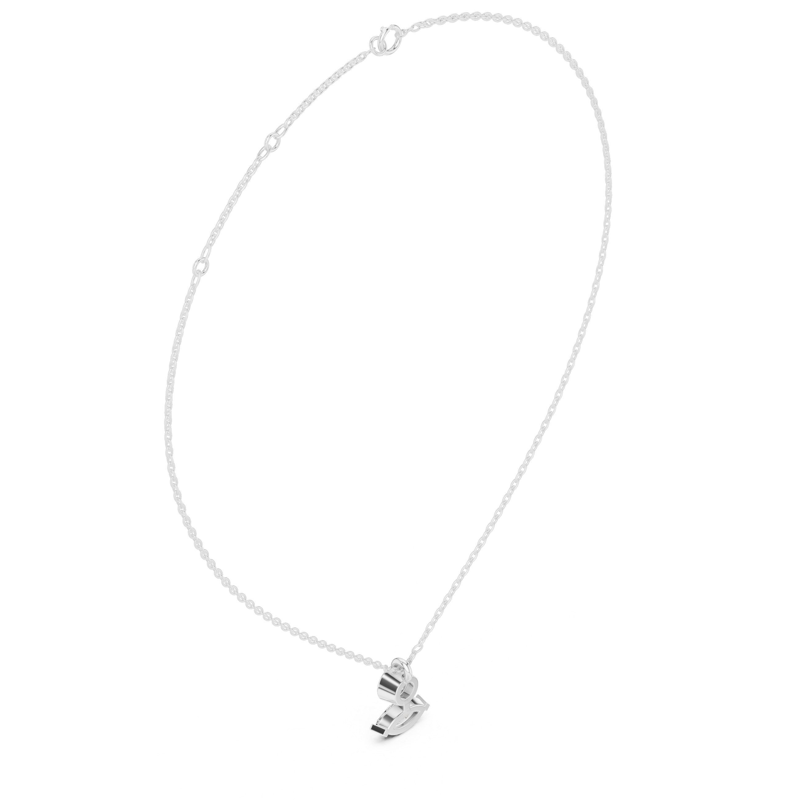 Marquise diamond drop pendant on white gold chain, close-up