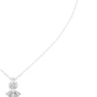 Marquise and round diamond drop pendant on white gold chain, close-up