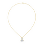 Yellow gold marquise and round diamond drop pendant on chain