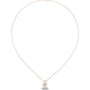 Round diamond drop pendant on white gold chain with small halo setting