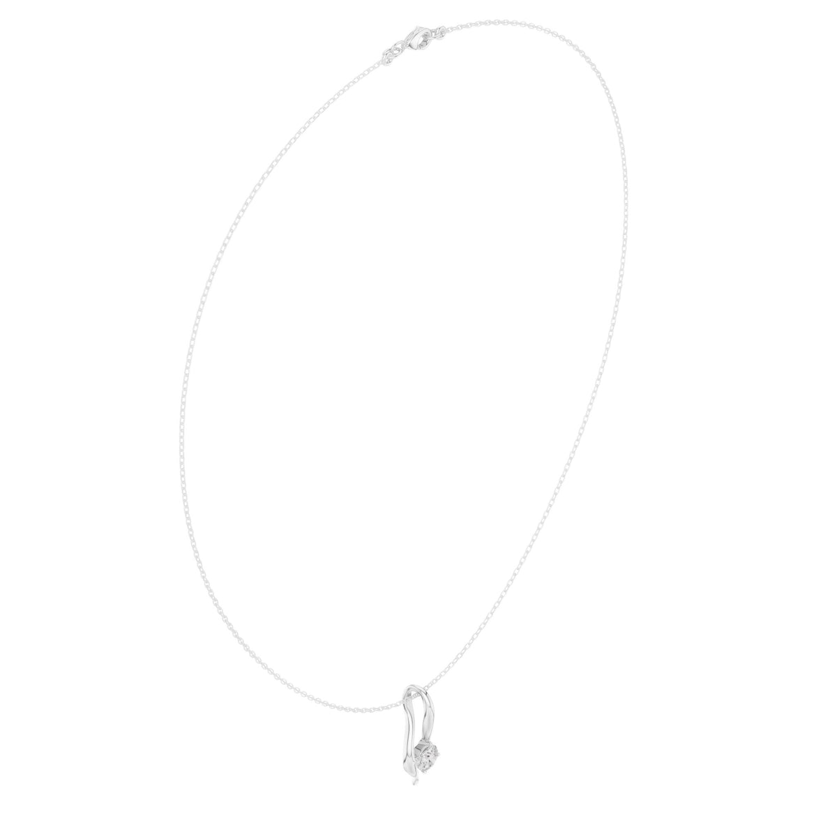 White gold round solitaire diamond pendant on chain