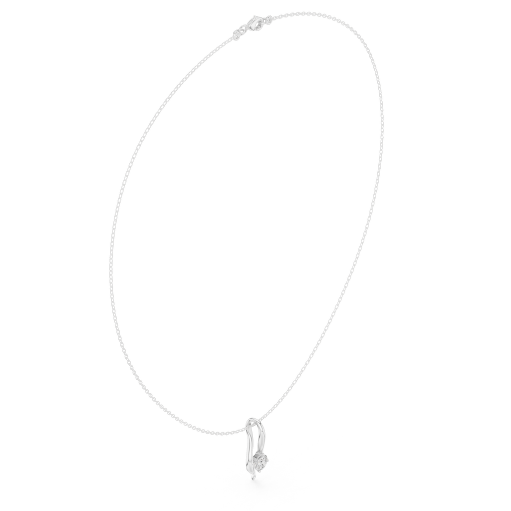 White gold round solitaire diamond pendant on chain