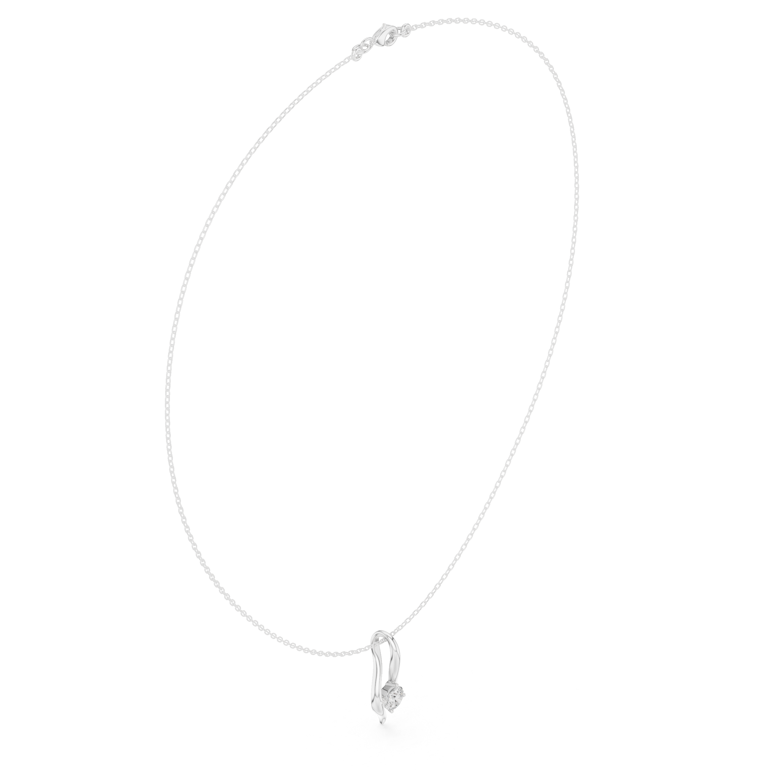 White gold round solitaire diamond pendant on chain