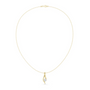 Yellow gold diamond solitaire pendant on a delicate chain, round center stone.