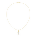 Yellow gold wave pendant necklace with round solitaire diamond