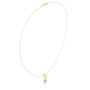 Yellow gold diamond solitaire pendant on a fine chain, round center stone.