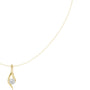 Yellow gold round diamond solitaire pendant with curved bail on a fine chain.