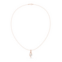 Rose gold diamond solitaire pendant on a delicate chain, round center stone.