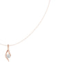 Rose-gold wave solitaire pendant with round diamond in prongs, close-up