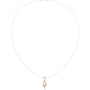 Rose-gold wave solitaire diamond pendant with round center stone and cable chain