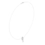 Pear diamond pendant on a thin white-metal chain, with an elongated center stone