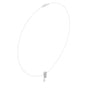 Pear diamond pendant with an elongated center stone on a white-metal chain, angled view