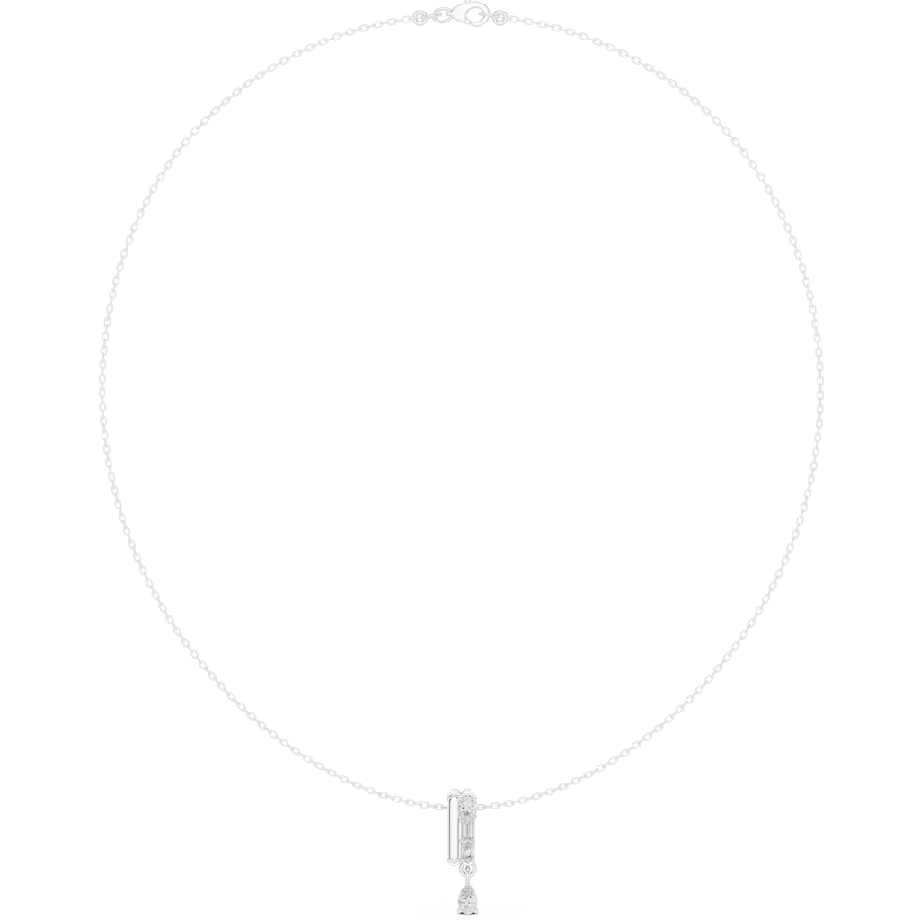 Diamond pendant necklace with openwork pear-shaped drop centerpiece