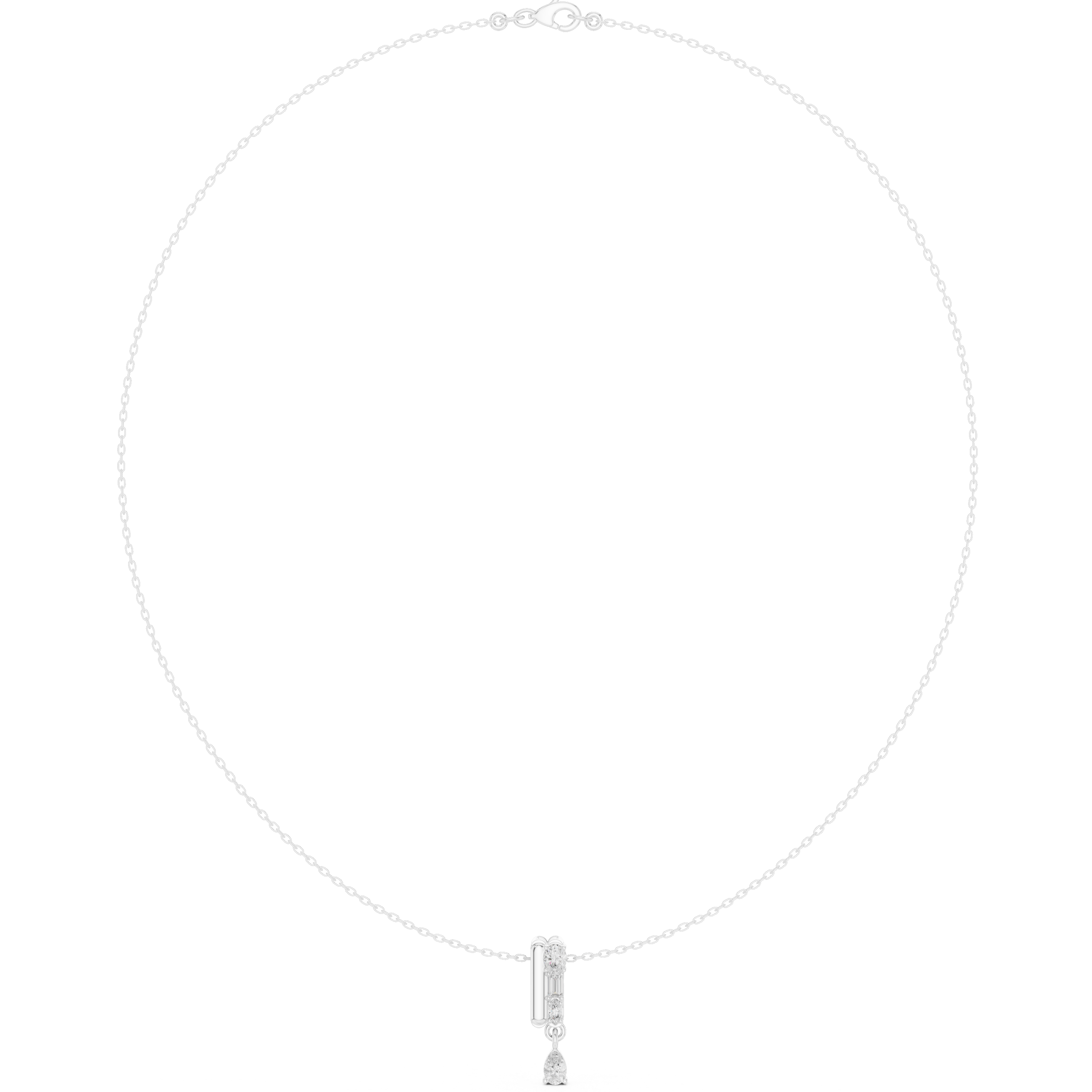 Diamond pendant necklace with openwork pear-shaped drop centerpiece
