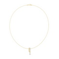 Yellow gold pear diamond pendant necklace with teardrop center stone and prong setting