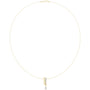 Yellow gold pear diamond pendant necklace with teardrop center stone at the neckline