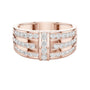 Rose gold channel diamond band with round stones and center vertical diamond row.