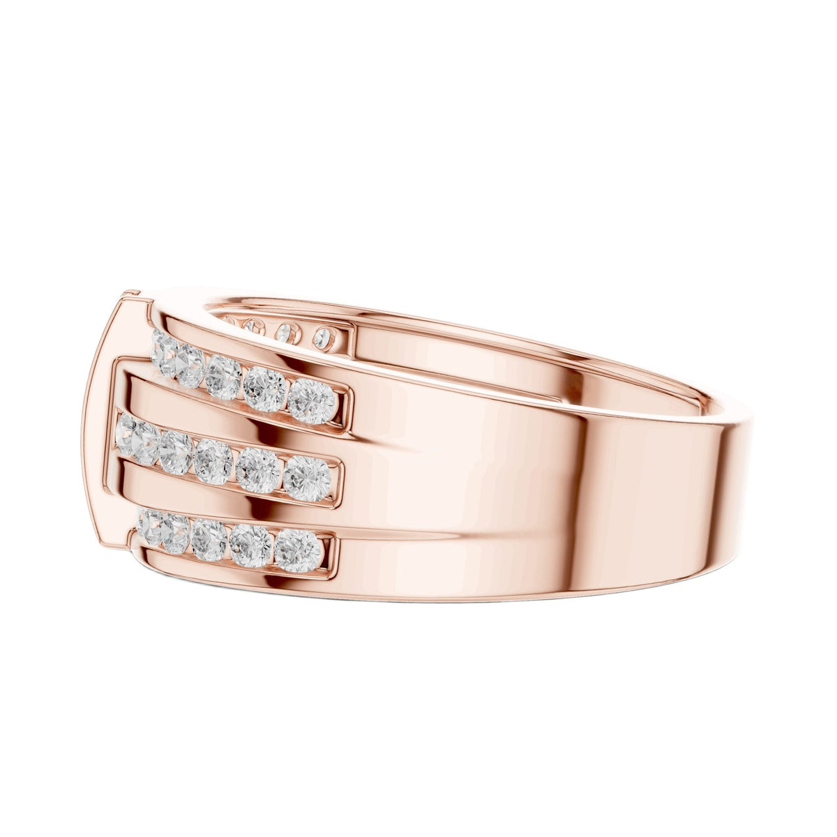 Rose gold channel diamond band with round diamonds, 0.75 ct