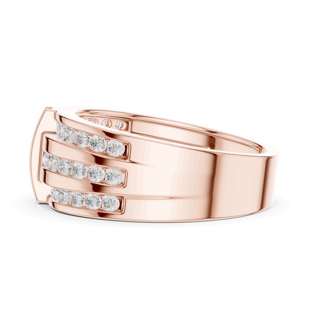 Rose gold channel diamond band with round diamonds, 0.75 ct