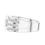 White gold diamond band, top view with channel-set round stones in a rectangular pattern.