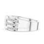 White gold diamond band, top view with channel-set round stones in a rectangular pattern.