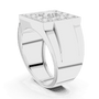White gold princess-cut diamond cluster ring, side profile showing split shank