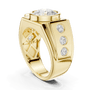 Yellow gold ring with a center round diamond and three small side diamonds